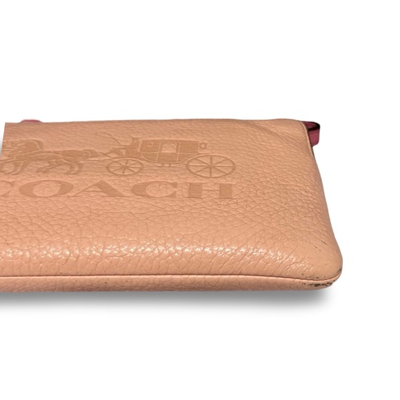 Coach Faded Blush Pebble Leather Corner Zip Wristlet w/ Horse & Carriage - Picture 9 of 10